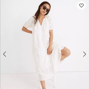 Madewell Bubble Sleeve Tiered Midi Dress
